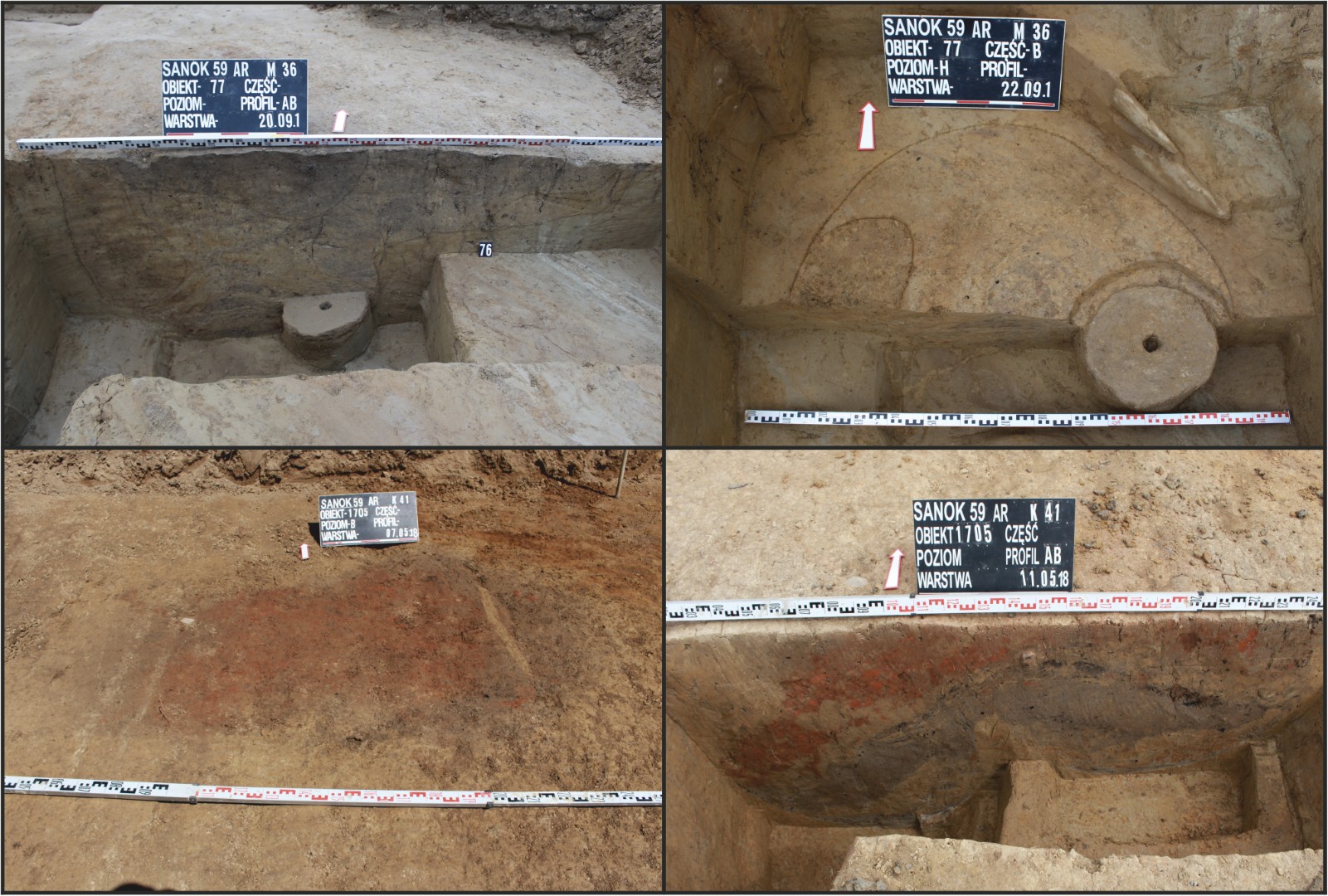 Sanok, stan. 59–60. Wybrane jamy gospodarcze o profilu U-kształtnym: obiekty 77/59 i 1705/59 w trakcie eksploracji
