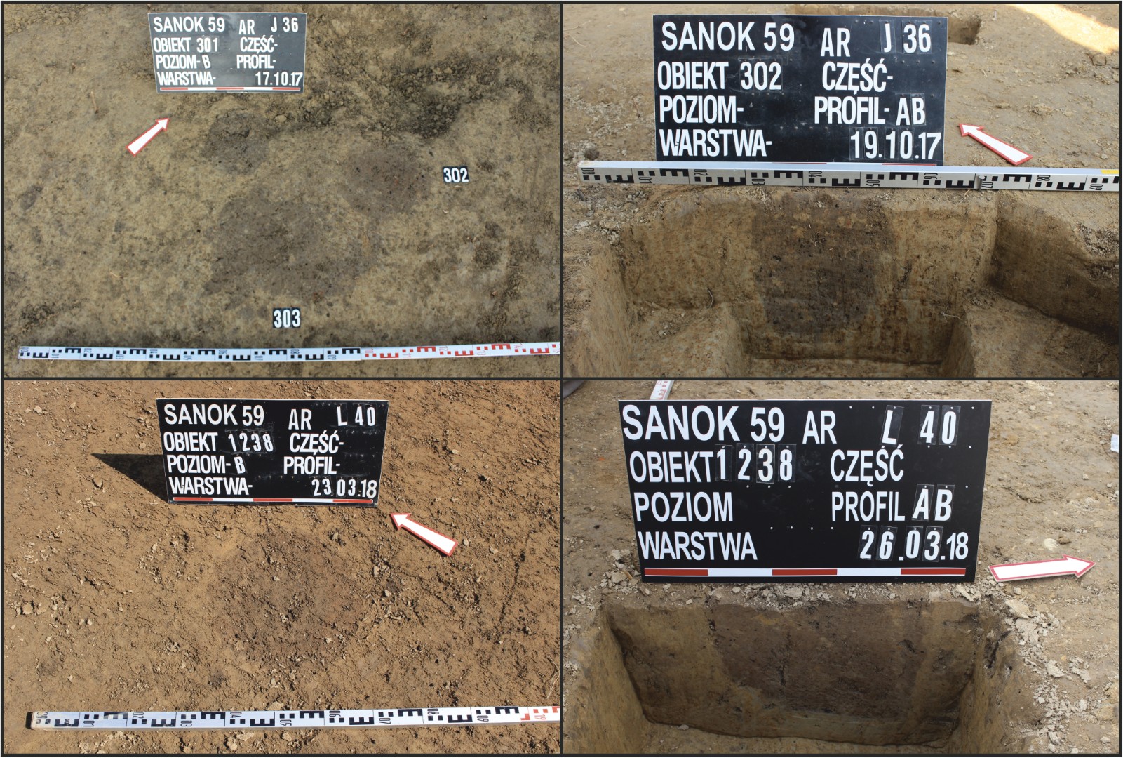 Sanok, stan. 59–60. Przykładowe dobrze zachowane jamy posłupowe (o większej miąższości)