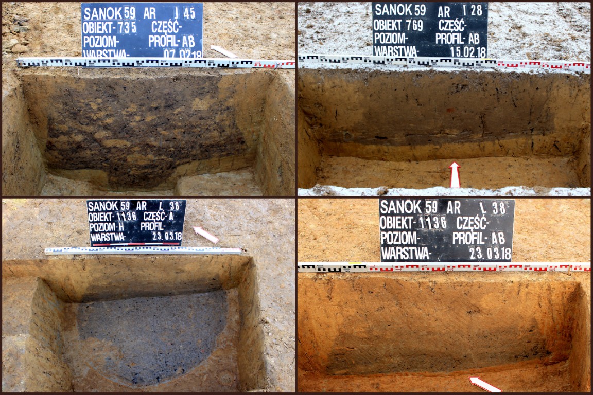 Sanok, stan. 59&ndash;60. Rzuty i profile jam zasobowych nr 735/59, 769/59 i 1136/59
