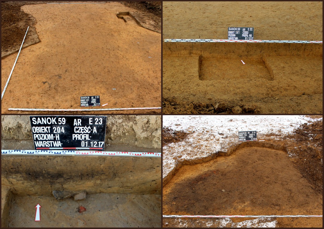 Sanok, stan. 59&ndash;60. Rzuty i profile jam 204/59 i 207/59 wchodzących w skład glinianki