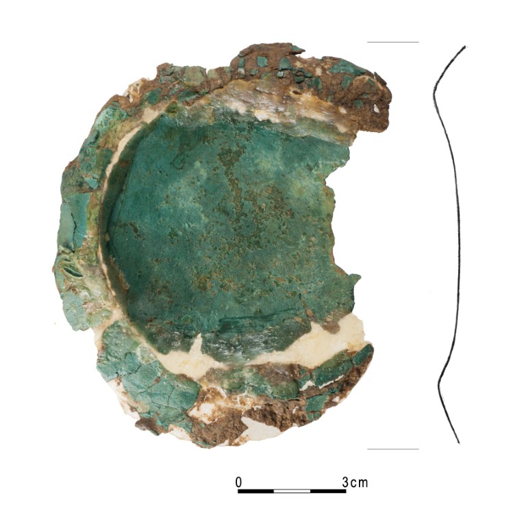Sanok, stan. 58. Dno naczynia z brązu odkrytego w ob. 120
